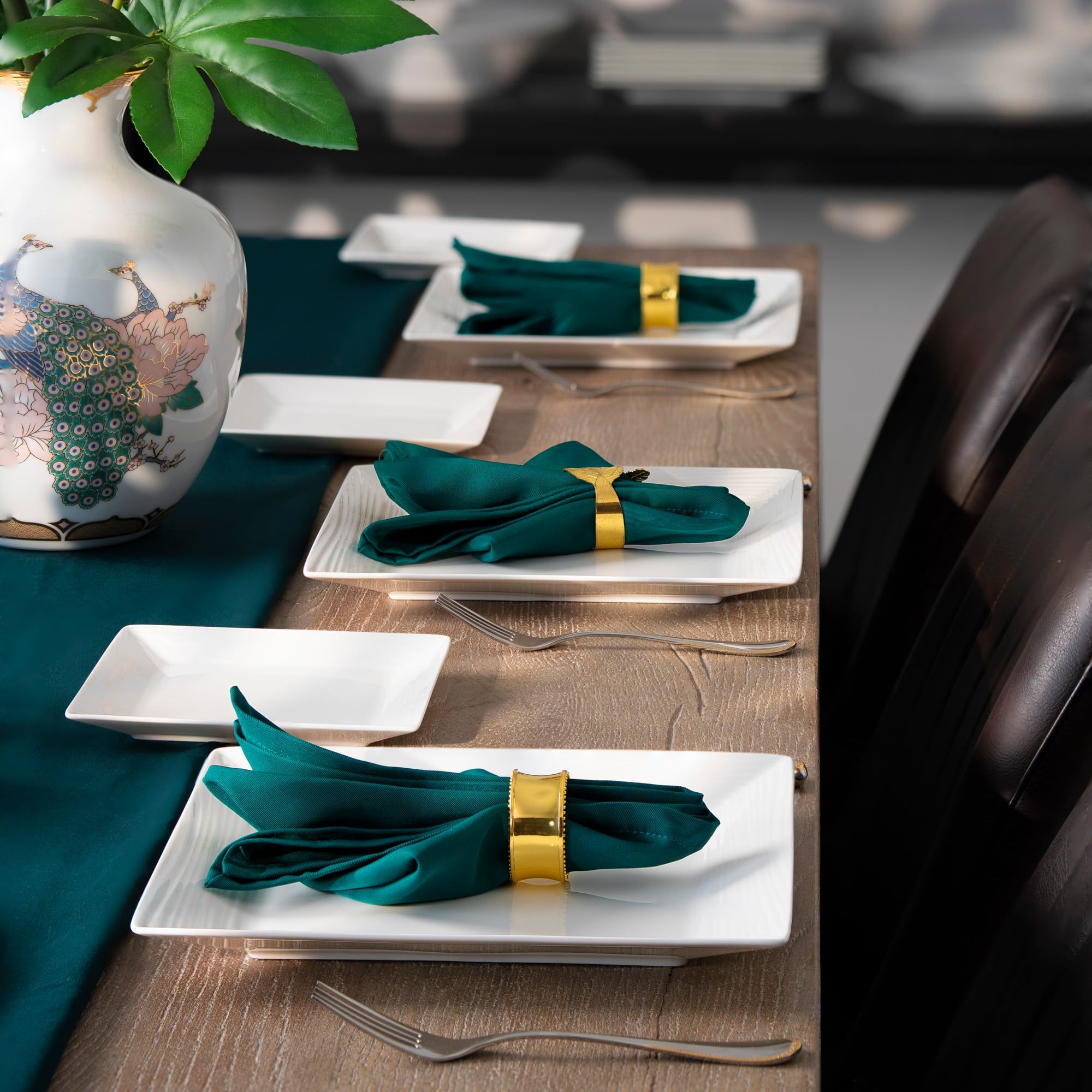  Bộ đĩa ăn kiểu Âu 22 món (đĩa vuông, cho 6 người) sứ xương | Conjunto 4943L - D022EV 