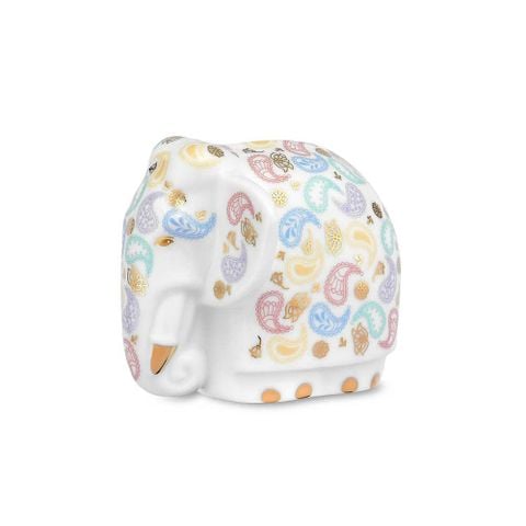  Tượng voi Như Ý sứ trắng cao cấp họa tiết Paisley  | Tea Canister Elephant M-692L - T91379K 