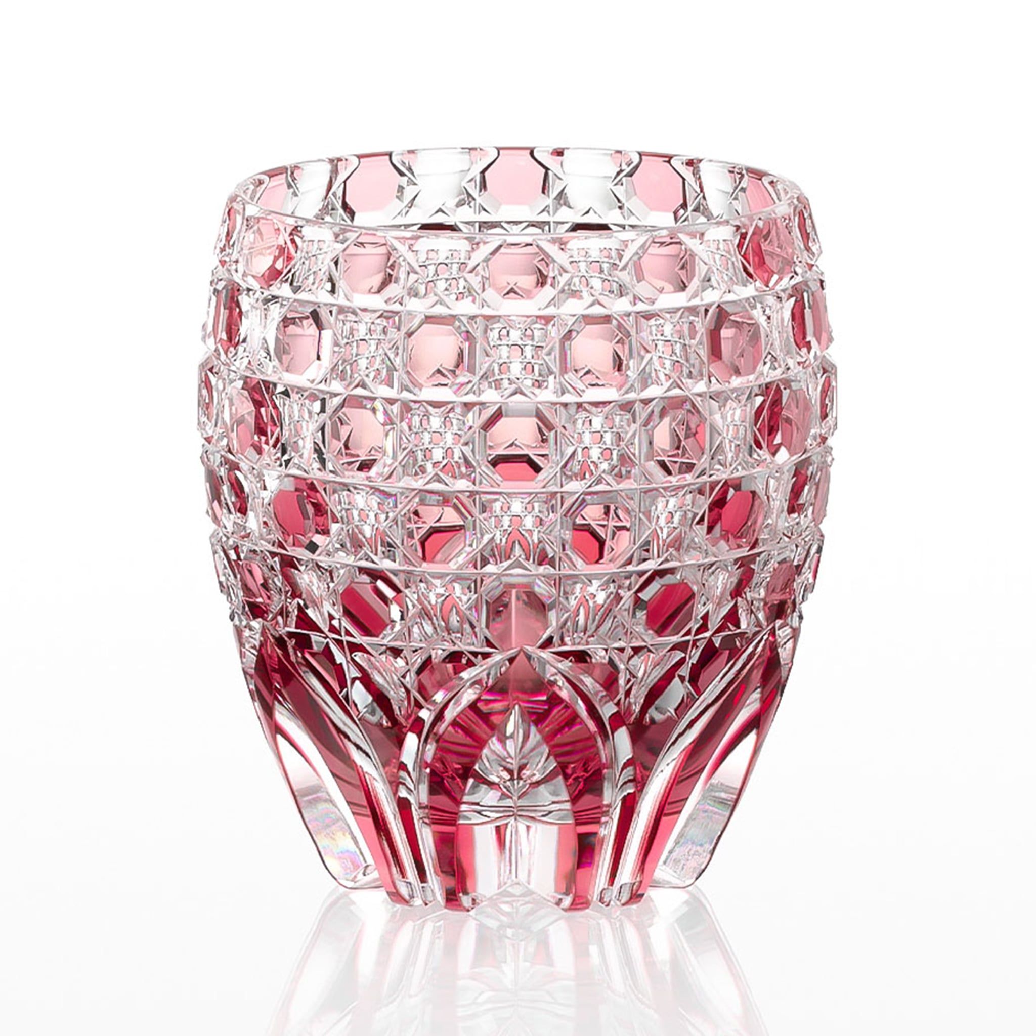  Ly pha lê rock glass họa tiết Edo Kiriko 'Saika' 300ml màu đỏ được chế tác bởi nghệ nhân Junichi Nabeya | Kagami T792 - 3012-CAU 