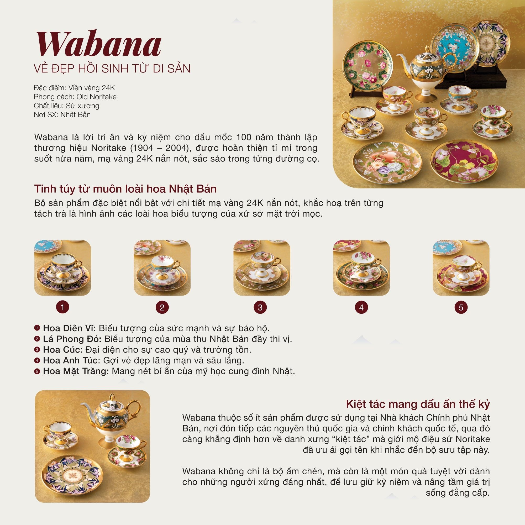  Bộ ấm chén trà 16 món sứ xương Nhật Bản | Wabana 4662J - T17ANEW 
