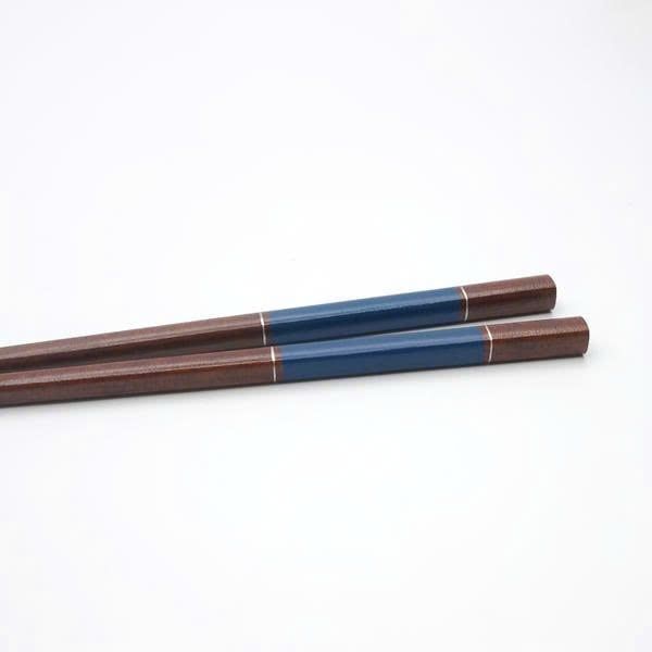  Đũa gỗ Nhật Genji (01 đôi) sơn mài viền xanh cobalt | Hyozaemon Chopstick 1115 - S-127 