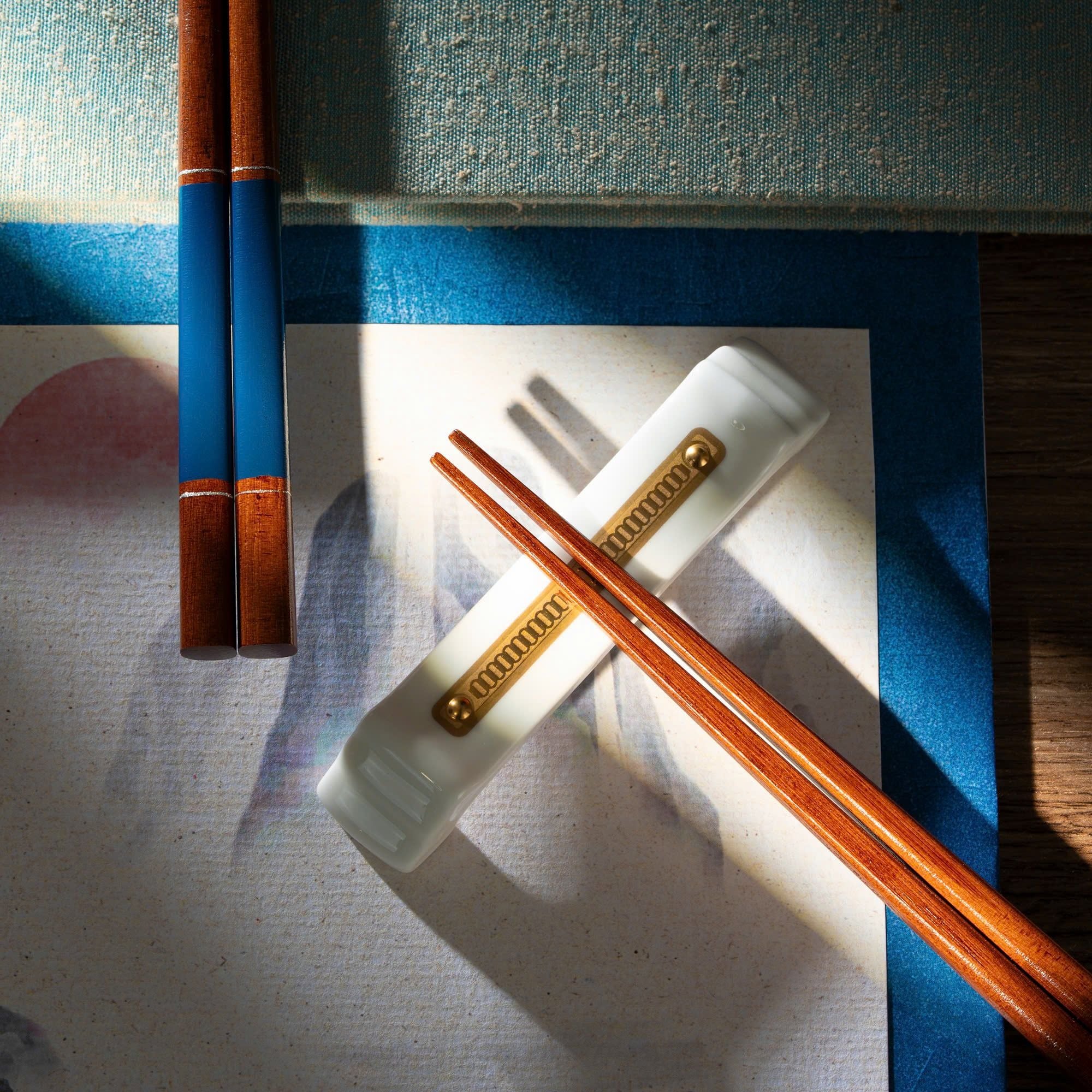  Bộ 05 đôi đũa gỗ Nhật Genji sơn mài viền xanh cobalt kèm hộp | Hyozaemon Chopstick 1115 - S-127HG5 