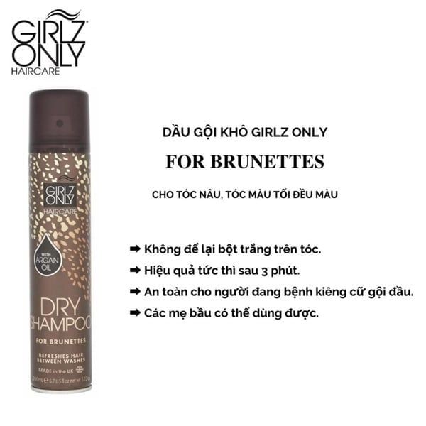 GIRLZ ONLY_Dầu Gội Khô Cho Tóc Nâu, Tối Màu 200ml