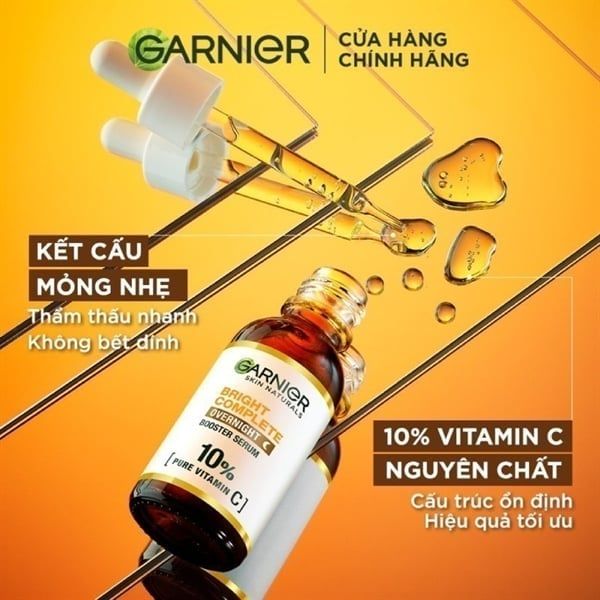 GARNIER_Serum Tăng Cường Sáng Da Mờ Thâm Ban Đêm 10% Vitamin C 30ml
