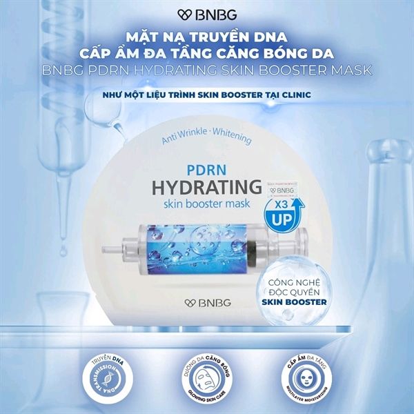 BNBG_Mặt Nạ PDRN Hydrating SkinBooster Mask Truyền DNA Cấp Ẩm Đa Tầng, Căng Bóng Da 30ml (Xanh Dương)
