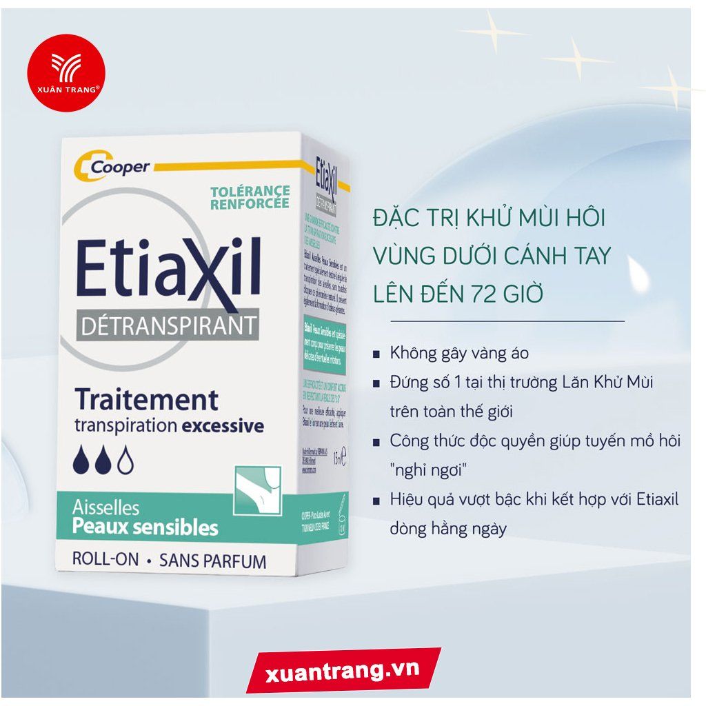 ETIAXIL_Lăn Khử Mùi Nhãn Xanh Cho Da Nhạy Cảm Detranspirant Traitement Roll-On Peaux Sensibles 15ml