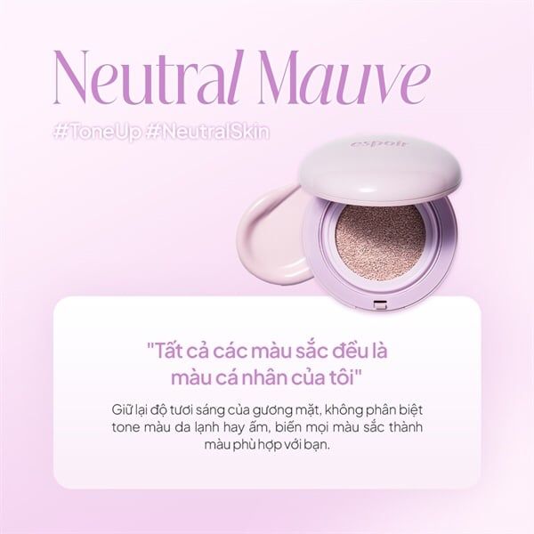 ESPOIR_Phấn Nước Dewlike Jello Tone Up Cushion #2 Neutral Mauve 15g + Kèm Ví