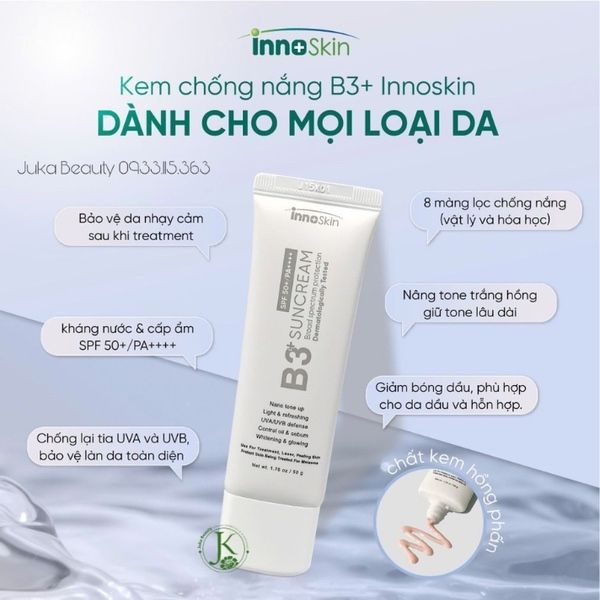 INNOSKIN_Kem Chống Nắng B3+ SPF50+/PA++++ 50G (Xám)