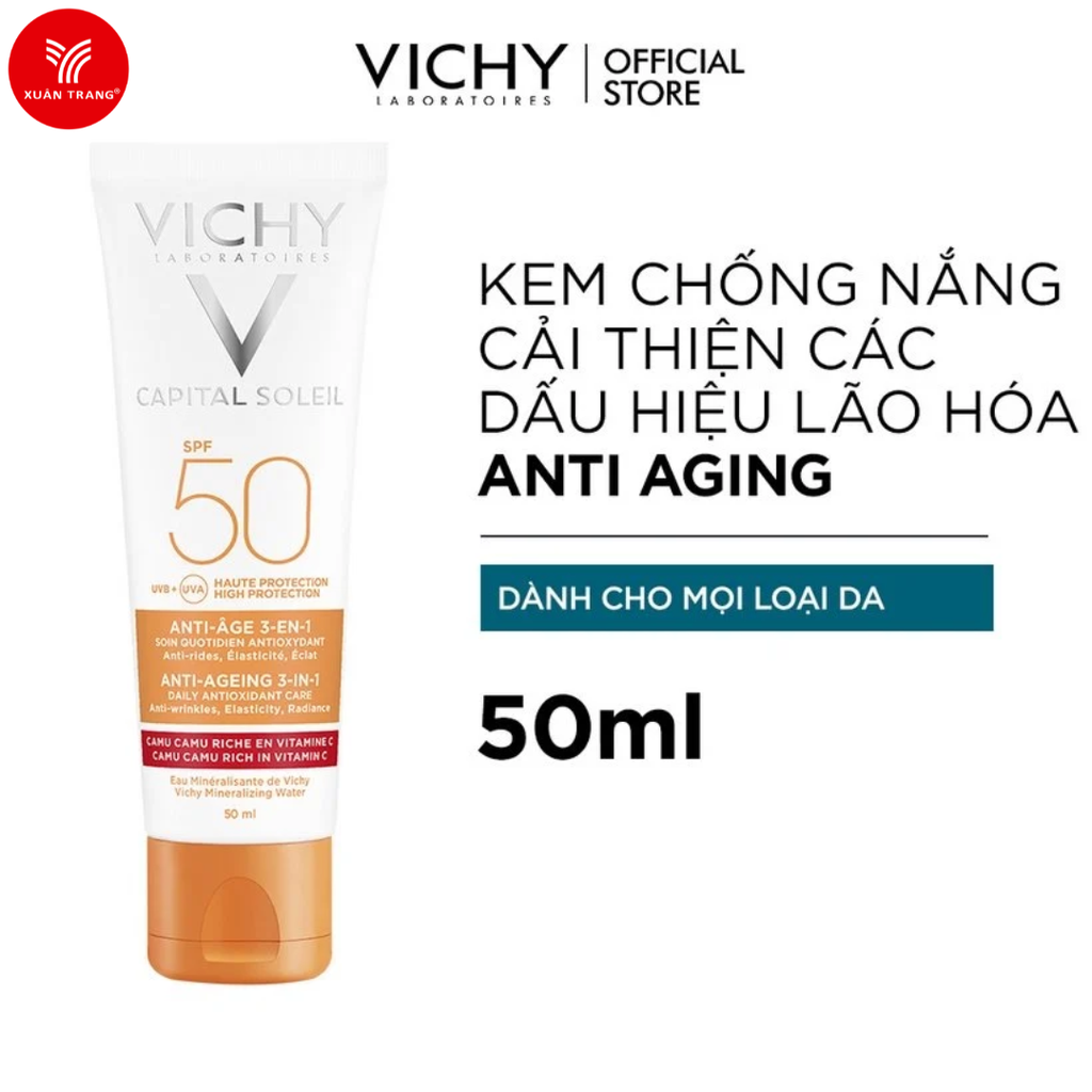 VICHY_Kem Chống Nắng Capital Soleil Anti-Age 3-En-1 Peaux Sensibles Spf50 50Ml