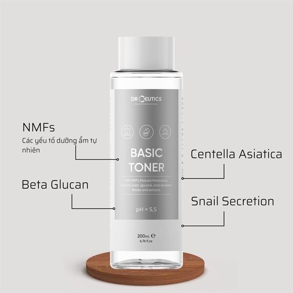 DRCEUTICS_Nước Hoa Hồng Cấp Ẩm Cho Da Dầu Basic Toner 200ml