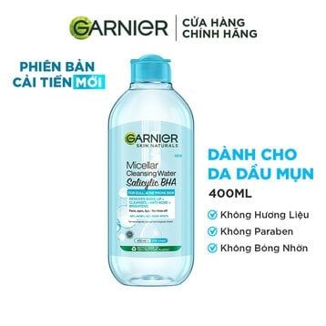 GARNIER_Nước Tẩy Trang Dành Cho Da Dầu Mụn Micellar Cleansing Water 400ml (Xanh Dương)