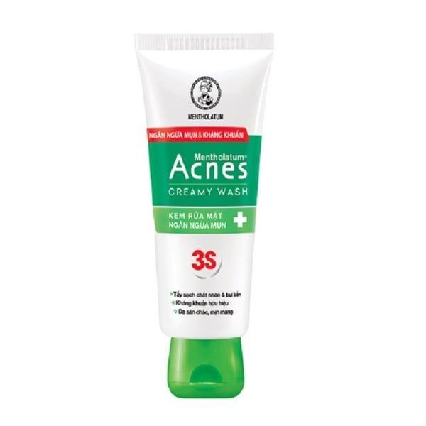 Acnes_Sữa Rửa Mặt 3S Ngừa Mụn , Kháng Khuẩn 100g (Xanh)