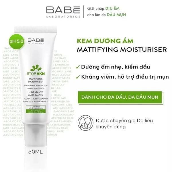 BABE_Kem Dưỡng Stop AKN Ẩm Kiềm Dầu Trị Mụn 50ml