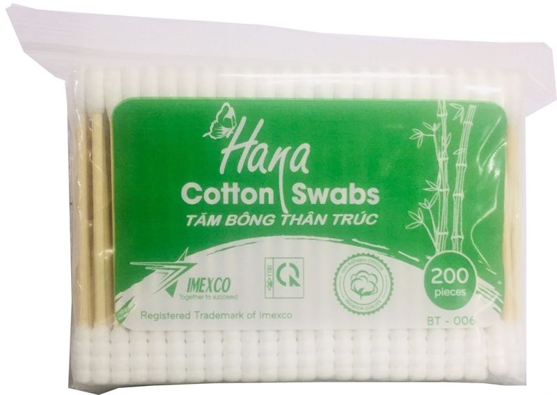 HANA_Tăm Bông Hana Thân Trúc Gói 200 Chiếc/ Gói