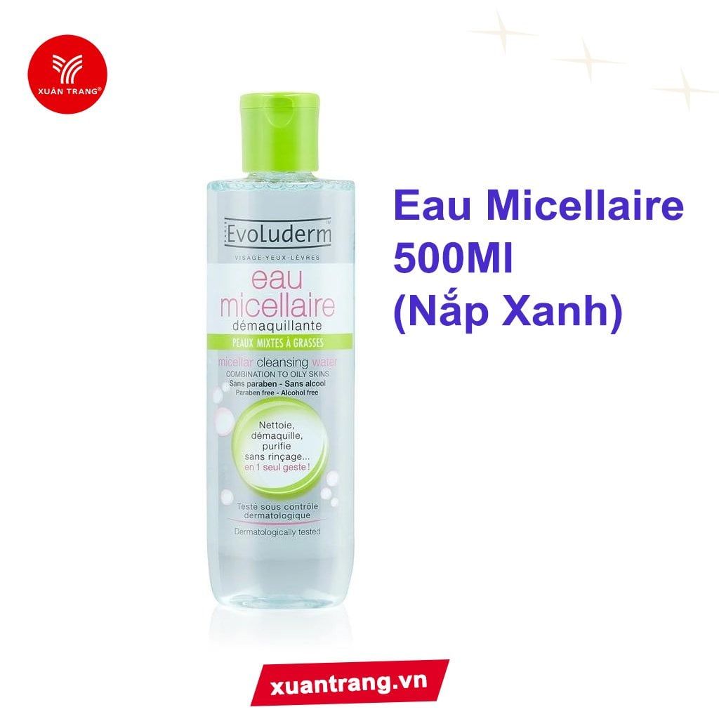 EVOLUDERM_Nước Tẩy Trang Pháp Eau Micellaire 500Ml (Nắp Xanh)