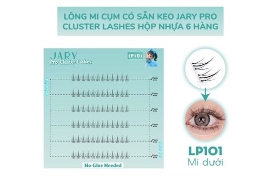 JARY_Lông Mi Cụm Có Sẵn Keo Pro Cluster Lashes Hộp Nhựa 6 Hàng LP101 Mi Dưới