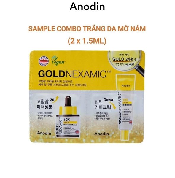 ANODIN_Mẫu Thử Serum + Kem Dưỡng Trắng, Mờ Thâm Nám Gold Nexamic 10X