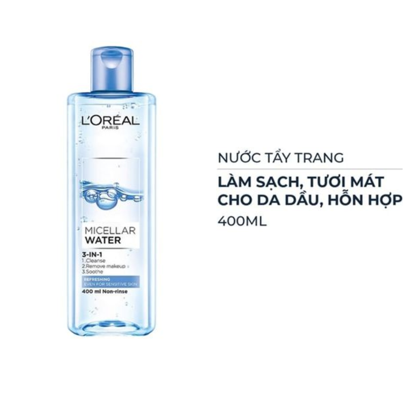 L'ORÉAL_Nước Tẩy Trang Nắp Xanh Cho Da Dầu Micellar Water 400Ml
