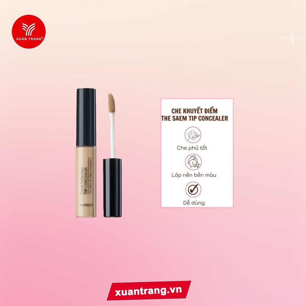 THE SAEM_Kem Che Khuyết Điểm Cover Perfection Tip Concealer 02 Rich Beige Tem