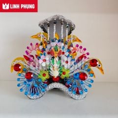 Combo áo choàng và mão bà mẫu hoa ngũ sắc cho tượng cao 30cm ni 18cm