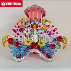 Combo áo choàng và mão bà mẫu hoa ngũ sắc cho tượng cao 30cm ni 18cm