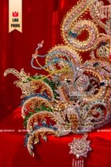 [CAO CẤP] Mão Bà Châu Đốc 2 Mâm - 6 Thân Rồng Uốn Lượn - Sắc Đỏ Quyền Nghi