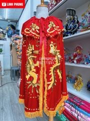 Áo Choàng Nhung Rồng Phụng Vàng Decal (Cúng Bà Địa Mẫu, Chúa Xứ, Ngũ Hành,v.v..) - Mã SP: CRPTV