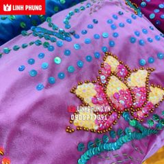 Áo choàng Quan Âm vải nhung đính cườm sen trúc (20cm) - Mã: QAK20 Decor Decor Phòng Trang Trí Nhà