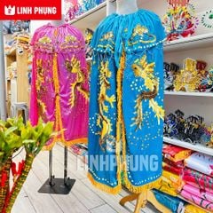 Áo Choàng Nhung Rồng Phụng Vàng Decal (Cúng Bà Địa Mẫu, Chúa Xứ, Ngũ Hành,v.v..) - Mã SP: CRPTV