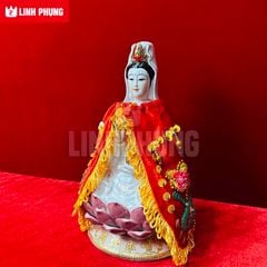 Áo choàng Quan Âm vải nhung kết sen trúc - Size tượng: 30cm - 60cm, Mã: QAK