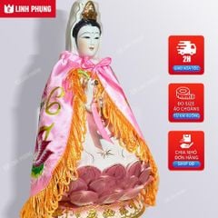 Áo choàng Quan Âm vải phi thêu seᵰ trúc dành cho tượng cao 20cm | Áo Mão Thờ Cúng - Linh Phụng