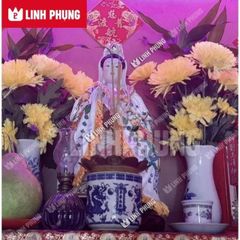 Áo choàng Quan Âm vải nhung kết sen trúc dành cho tượng cao 30cm đến 60cm