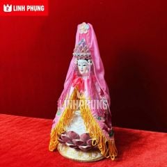 Combo áo thêu + mão Quan Âm hột (size tượng 20cm, 30cm, 40cm) - Mã: QAH, QAT