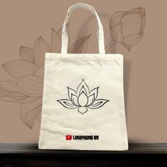 [SẢN PHẨM QUÀ TẶNG] Túi Đi Chùa Linh Phụng - Vải Canvas In Hoa Sen Trang Nhã