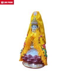 Combo áo nhung và mão Quan Âm hột đá dành cho tượng cao từ 20cm đến 40cm