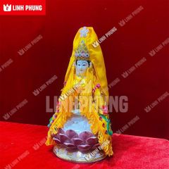 Combo áo nhung và mão Quan Âm hột đá dành cho tượng cao từ 20cm đến 40cm