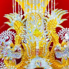 Mão bà Chúa Xứ Cao Cấp-Cát cừ (vàng nhấn trắng) - Tượng 60cm-1m6