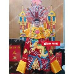Áo bà loại Áo Mặc Rồng Kết Chìm cho tượng ngồi kícḣ cỡ áo từ 30cm đến 1m5 | Áo Mão Thờ Cúng - Linh Phụng