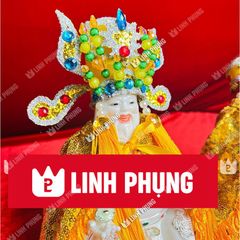 Bộ Áo Mão Thần Tài Thổ Địa mẫu vàng ngũ sắc dành cho tượng cao 10cm đến 40cm - Đo vòng đầu lấy size