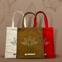 [SẢN PHẨM QUÀ TẶNG] Túi Đi Chùa Linh Phụng - Vải Canvas In Hoa Sen Trang Nhã