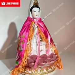 Áo choàng Quan Âm vải phi thêu seᵰ trúc dành cho tượng cao 20cm | Áo Mão Thờ Cúng - Linh Phụng
