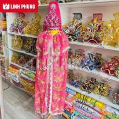Áo Choàng Cho Tượng Bà Vải Voan Kim Sa May 2 Lớp dành cho tượng cao từ 80cm đến 2m