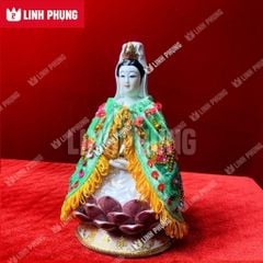 Áo choàng Quan Âm vải nhung kết seᵰ trúc (không mão) Size: 20cm QAK