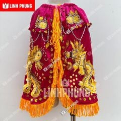Áo Choàng Nhung Rồng Phụng Vàng Decal cúng Bà Địa Mẫu/ Chúa Xứ/ Ngũ Hành cho tượng cao từ 30cm đến 1m6