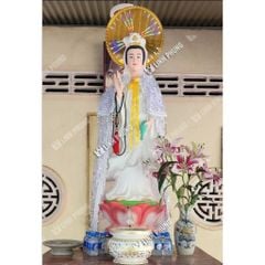 Áo Choàng Cho Tượng Bà Vải Voan Kim Sa May 2 Lớp dành cho tượng cao từ 80cm đến 2m