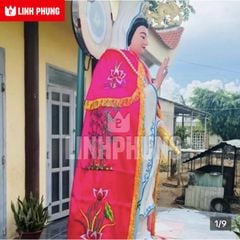 Áo choàng Quan Âm thêu vải phi bóng | Dành cho tượng cao 80cm | Áo Mão Thờ Cúng - Linh Phụng QAT