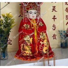 Áo Choàng Nhung Rồng Phụng Vàng Decal cúng Bà Địa Mẫu/ Chúa Xứ/ Ngũ Hành cho tượng cao từ 30cm đến 1m6