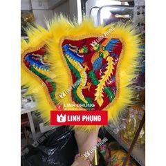 Quạt thêu rồng phụng để sau điện bà (đỏ, vàng) - QTRP