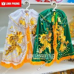 Áo Choàng Nhung Rồng Phụng Vàng Decal cúng Bà Địa Mẫu/ Chúa Xứ/ Ngũ Hành cho tượng cao từ 30cm đến 1m6