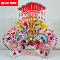Miếu Bà Tà Kiết - Áo Mão Bà Chúa Xứ Nguyên Nhung kícḣ cỡ dài 1m2 ni60 Đồ Cúng Cao Cấp Trang Nghiêm - Linh Phụng